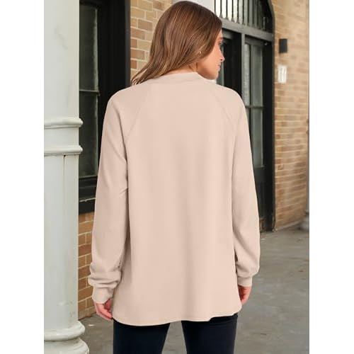 ANRABESS Women's Long Sleeve Henley Tops Tunic Sweatshirt Loose Slit Casual Button Shirts Pullover 2025 Fall Winter Outfits
