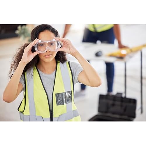 keebomed Chemical Splash Impact Safety Goggle ? Adjustable Soft PVC Frame, Clear Polyvinyl Chloride Lens, Reusable Eye Protection for Lab, Construction, Painting ? 1?Pack, 1?Year Warranty