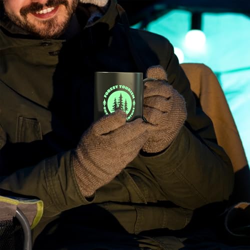 Glow-in-The-Dark Stainless Steel Camping Mug with Carabiner Handle | Double-Wall Vacuum Insulated, Compact & Lightweight 9.5oz Cup for Hiking, Backpacking