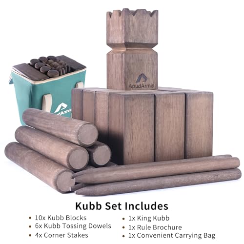 Brown Kubb Yard Game Set - Outdoor Lawn Toss Game with Carrying Case for Family & Kids