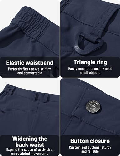 Men's Lightweight Hiking Cargo Pants - Waterproof Quick Dry Tactical Pants Navy 38 / 03