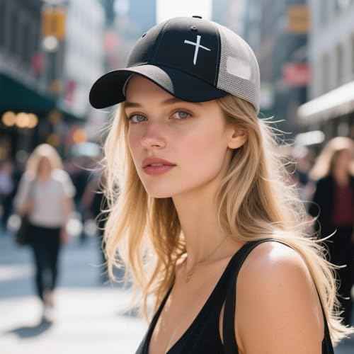 Christian Hats for Men Women, Jesus Cross Trucker Hat Christian Religious Gifts