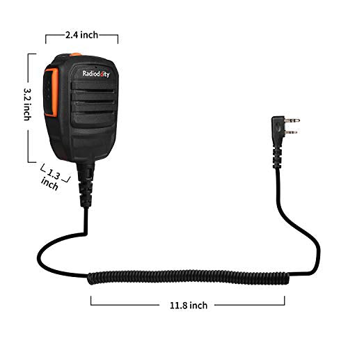 Radio Speaker Microphone with Clear Sound for Two-Way Radios - 2-Pin K-Plug