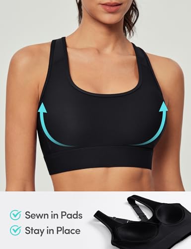 IUGA Ink Black High Support Sports Bra with Built-In Bra for Women - Large