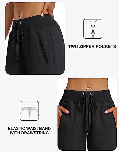Women's Cargo Capris Pants Black XL Loose Fit Hiking Travel Summer Clothing