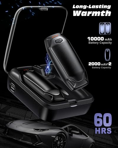 Rechargeable Hand Warmers 2-Pack with Charging Case - Portable 14000mAh Electric Hand Heaters for Camping, Hunting, Golf, Outdoor Activities