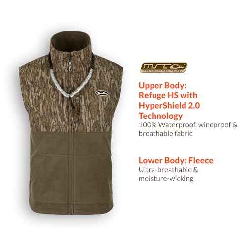 Drake Waterfowl Men's MST Eqwader Insulated Fleece-Lined Waterproof Windproof Breathable Adjustable Outdoor Hunting Zip Vest