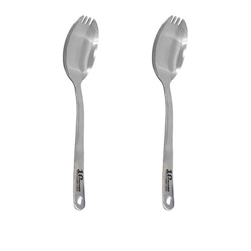 Korean Military Spork, Stainless Steel 304 Spoon, Fork with Hanging Loop for Everyday Household Use and Outdoor Camping, Hiking, Fishing for Adults, Children, Senior - Made in Korea (Small), Silver