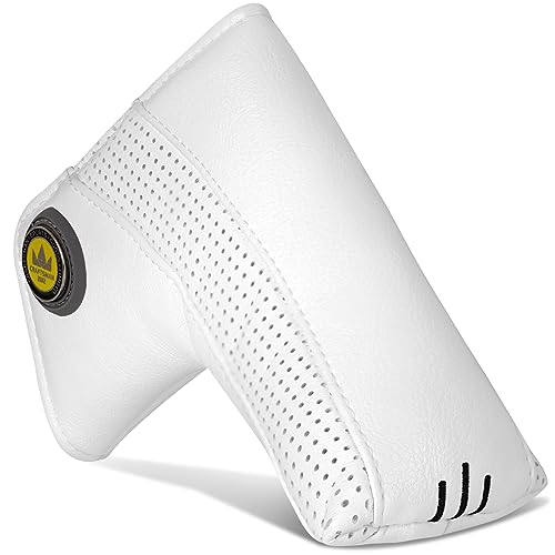 Craftsman Golf Classic White Putter Head Cover Magnetic Closure Durable Leather