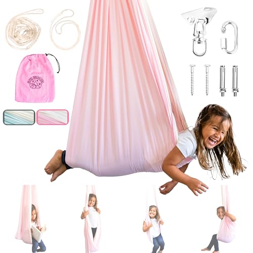 Kids & Adult Sensory Swing Reversible Cuddle Chair - Light Pink/Ivory
