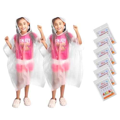 Family Pack Disposable Rain Ponchos: Waterproof, Reusable, Lightweight for Adults & Kids