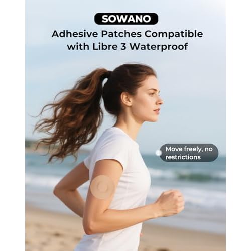Libre 3 Sensor Covers Waterproof- 20pcs Sensor Covers for Libre 3£¬ Adhesive Patches for CGM£¬Backing with Easy-Peel Tab for 10-14 Days Full Cover No Glue in Center(Nude)