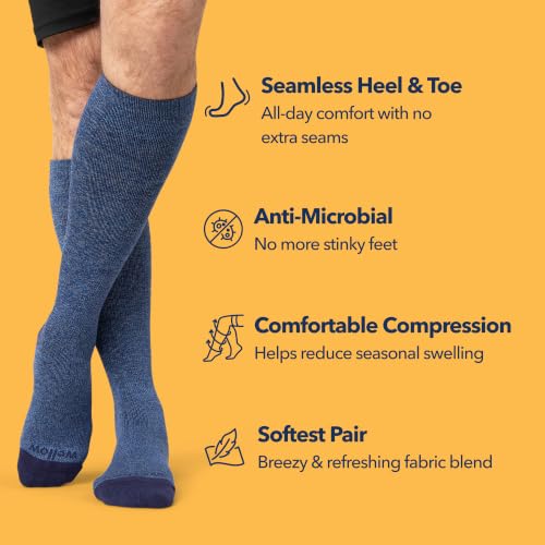 Wellow Knee High Compression Socks Men Women 18–25 mmHg Medium Black Twist