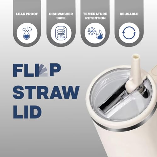 Leak Proof Lid with Flip Straw for Stanley 40oz Tumbler - 2 Pack Replacement Accessories