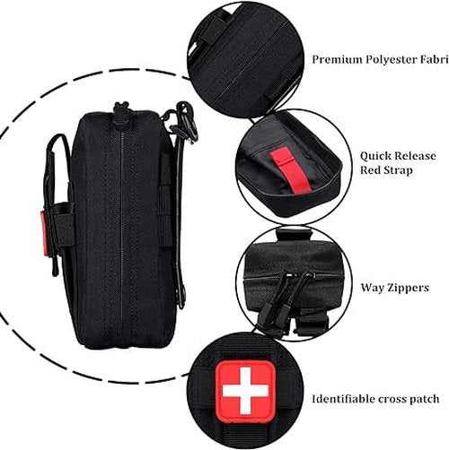 GINZER First Aid Bag EMT Pouch Molle IFAK, Small Empty Tactical Trauma Kit, Medical EDC Emergency Survival Pouch for Outdoor Travel Camping Hiking Trekking, Climbing Hunting