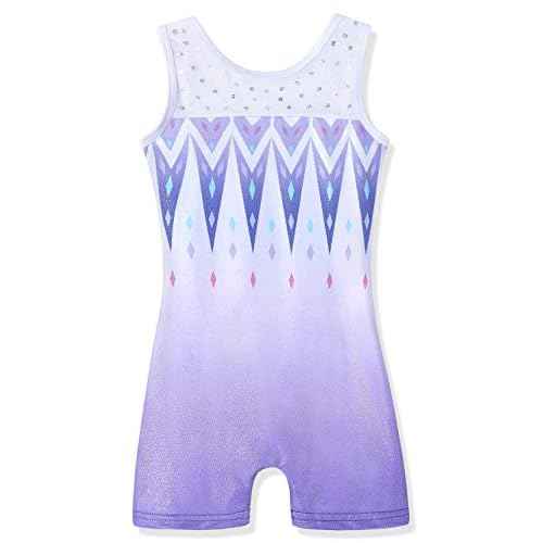 HOZIY Leotards for Girls Gymnastics Kids Children Biketard Snowflake Ribbon Blue Purple Hot Pink Sparkle