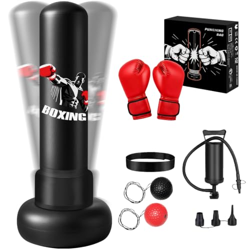 70 Inch Heavy Boxing Punching Bag with Gloves and Pump for Adults