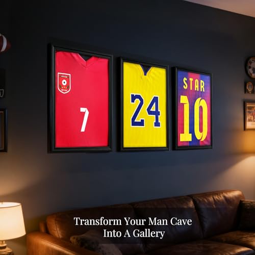 2-Pack Jersey Shadow Box Display Cases - Solid Pine Wall Mount Frames