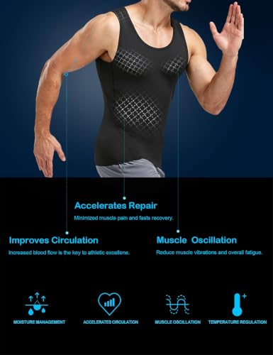 Dalavch Men's Sleeveless Compression Tank Top Pack - Large, 2 Black, 2 White, 1 Blue