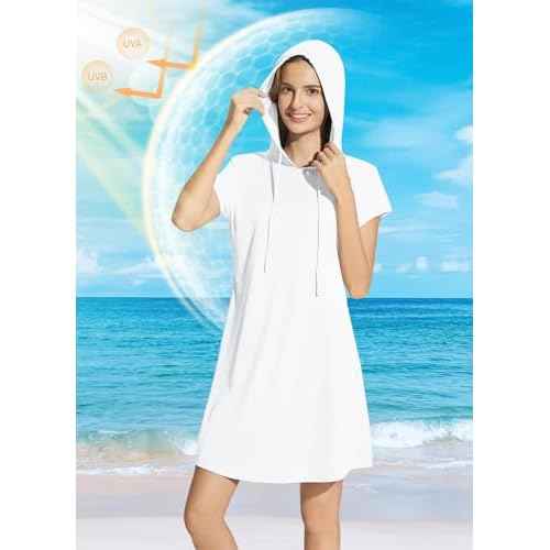 baleaf Women's Short Sleeve UPF 50+ Cover Up with Pockets Quick Dry Beach Coverups Sun Protection Swimwear