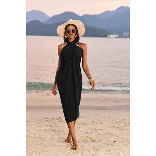 AI'MAGE Sarong Wraps for Women Long Beach Swimsuit Cover Up Swimwear Pareo with Tassels Bikini Skirt Coverup for Bathing Suit