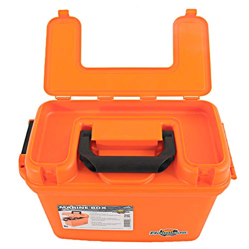 Marine Dry Box 14 Inch - Water Resistant with O-Ring Seal & Lift-Out Tray - Orange