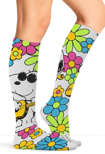 Cherokee Support Socks for Women - 12 mmHg Compression, One Size / Snoopy Grooves