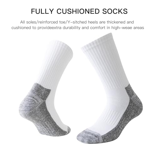JOYN?E 8 Pair Mens Thick Cushioned Athletic Crew Socks Breathable Moisture Wicking Work Running Socks for Men Size 9-12/12-15