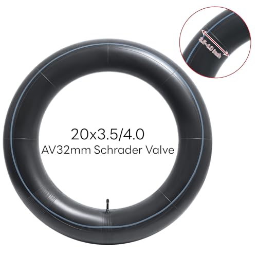 20x3.5 20x4.0 Heavy Duty Fat E-Bike Tube, 20" Replacement Fat Bicycle Inner Tube(Single), Reliable 20 x 3.5-4.0 Bike Inner Tube AV32mm Schrader Valve for City/Road/Mountain/Electric Cycling Scenarios