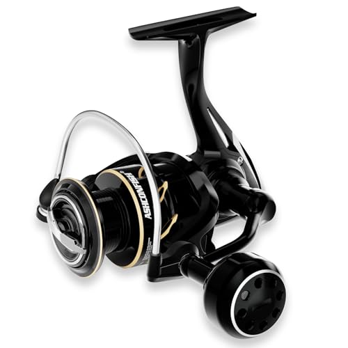 Ashconfish DF Series Spinning Reel Saltwater & Freshwater Fishing Reel, 2000 Deep Spool, Lightweight Nylon/Fiberglass Frame, 7+1BB, 5.2:1 Gear Ratio