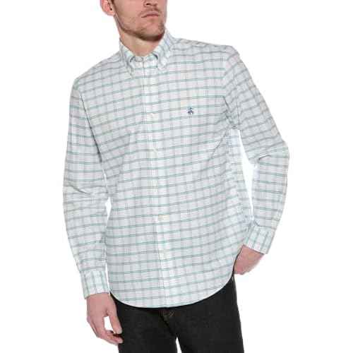 Brooks Brothers Mens Regular Fit All Cotton Mixed Plaid Embroidered Dress Shirt,