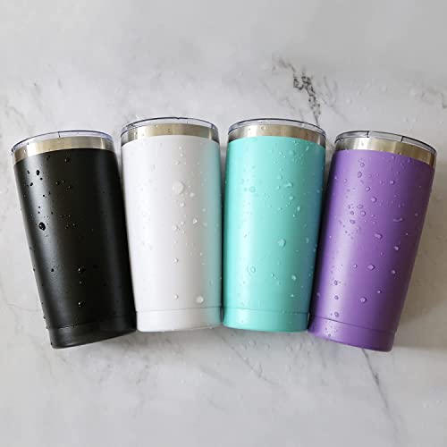 Assorted Colors 6 Pack 20 oz Insulated Stainless Steel Travel Tumblers with Straws & Lids