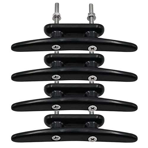 Black Nylon Dock Cleats 5 Inch - 4 Pack with Screws for Marine Docking
