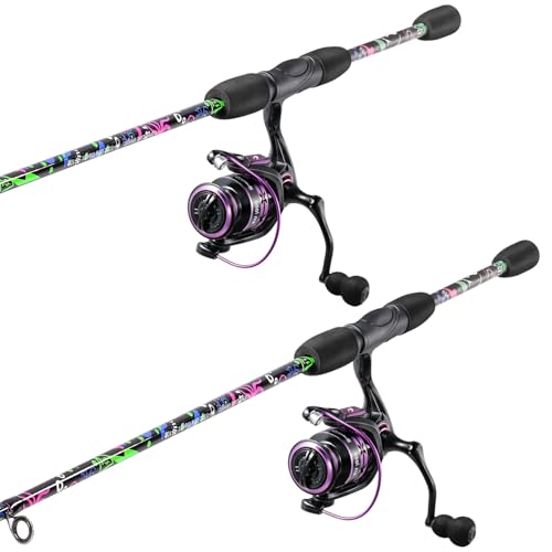 Sougayilang Fishing Rod Reel Combo - 2 Piece Light Weight Spinning Set Bright Colorful