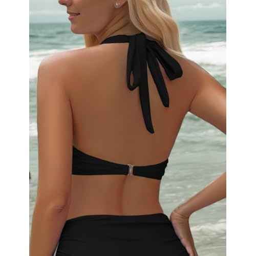 Zilcremo Bikini Tops for Women Twist Front Bikini Top Push Up Padded 2025 Halter Bathing Suit Tops Only