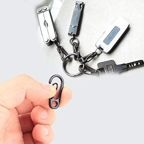 Mini Hanging Buckle, Uning Pack of 20Pcs Metal Spring Backpack Clasps Carabiners Hook EDC Keychain Fishing Camping Bottle Hooks Paracord Tactical Survival Gear (Black)