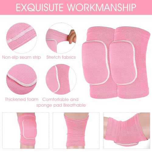 Knee Pads for Kids Suit for Age 7-12 Years, Wrestling Knee Pads Volleyball Knee Pads Thick Sponge Youth Girls Anit-Slip Sport Knee Support Brace for Volleyball Dance Yoga Running Climbing Pink