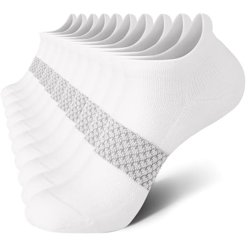 Women's Ankle Running Socks Cushioned Athletic Sport Socks - White, Small