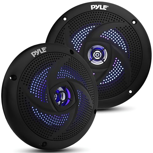 5.25 Inch Marine Waterproof Speakers with LED Lights - 2 Pack, 180W, Low Profile