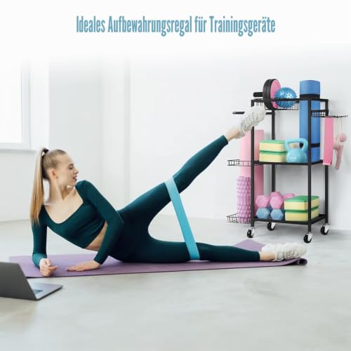 Yoga Mat Storage Rack with Dumbbell & Equipment Organizer - Black