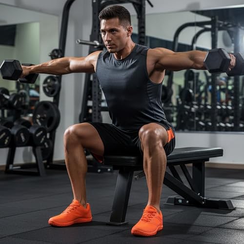 Men's Wide Zero Drop Cross Trainer Shoes - Fluorescent Orange, 11