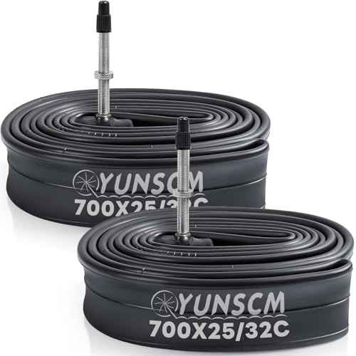 YUNSCM 2-PCS 700x25C/28C/30C/32C Bike Tubes FV48mm Presta Valve Premium Butyl Rubber 700C Bicycle Tubes Compatible with 700 x 25C 700x26C 700x28C 700x30C 700x32C Bike Tire Tubes (G-276)