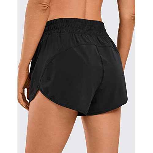CRZ YOGA High Waisted Running Shorts for Women, 2.5'' Quick Dry Liner Track Gym Athletic Workout Shorts with Zipper Pocket