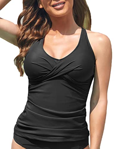 Women’s Tankini Top with Twist Front and Tummy Control - No Bottom