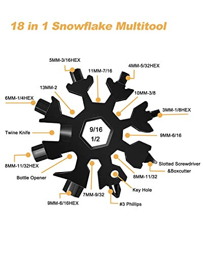 18-in-1 Snowflake Multitool for Adults Men Black & Silver Christmas Gift