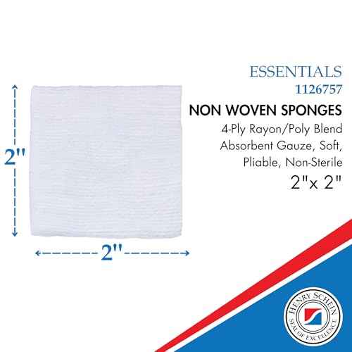 Essentials Non-Sterile Gauze Sponges ? 2" x 2", 4-Ply, Non-Woven Pads for Wound Care ? 200 Count Pack