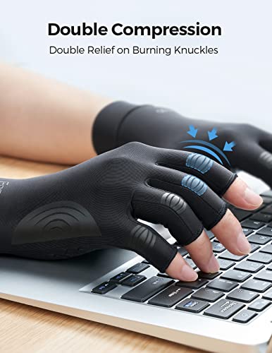 FREETOO Copper Arthritis Compression Gloves for Carpal Tunnel Pain Relief - Black, Medium