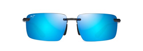 Maui Jim Laulima Rectangle Sunglasses, Shiny Trans Dark Grey/Blue Hawaii Polarized, Extra Large
