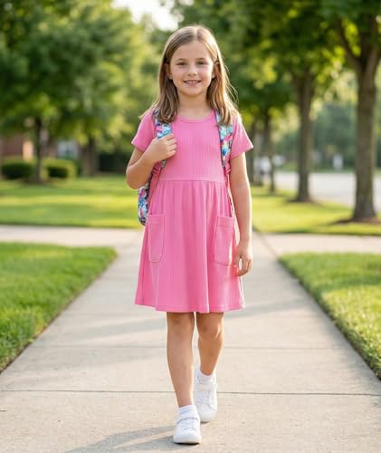 Girls' Cotton A-Line Casual Sundress - Cute Midi Dress for Kids