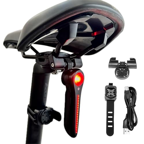 Bike Taillight - 6 Smart Modes Brake+Light+Movement Sensing - 100 Lumens Bicycle Rear Tail Light with Quick Release Brackets Set for Saddle & Seatpost,Tpye-C Rechargeable, IP65 Waterproof